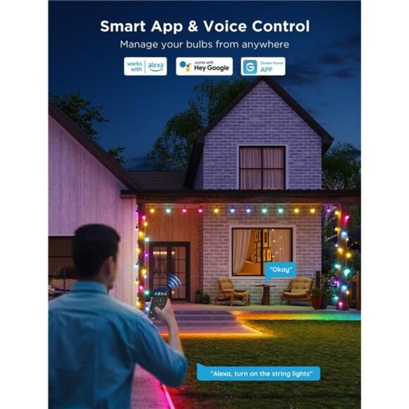 Outdoor String Lights 2, 144ft Outdoor Lights with Dimmable Warm - Picture 4 of 7